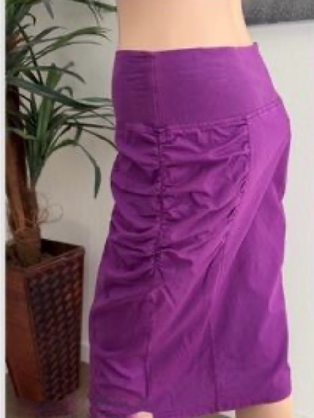 XCVI Wearables Purple Ruched Midi Skirt - Classic Women's Skirt Large new!